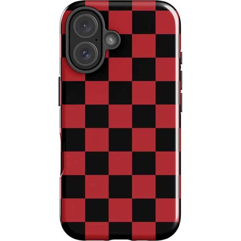 Red and Black Checkerboard iPhone 16 Plus Impact Case